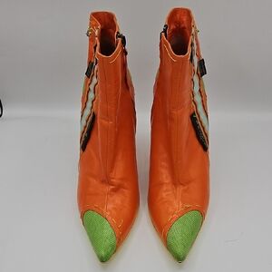 Giuseppe Zanotti Orange and Green Ankle Boots Used Size 9